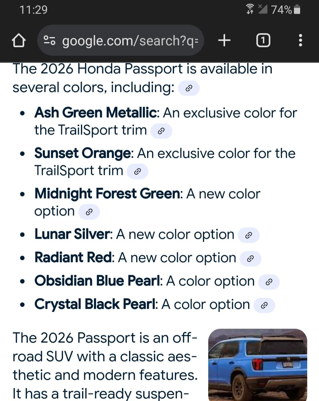 Passport Colors R hondapassport